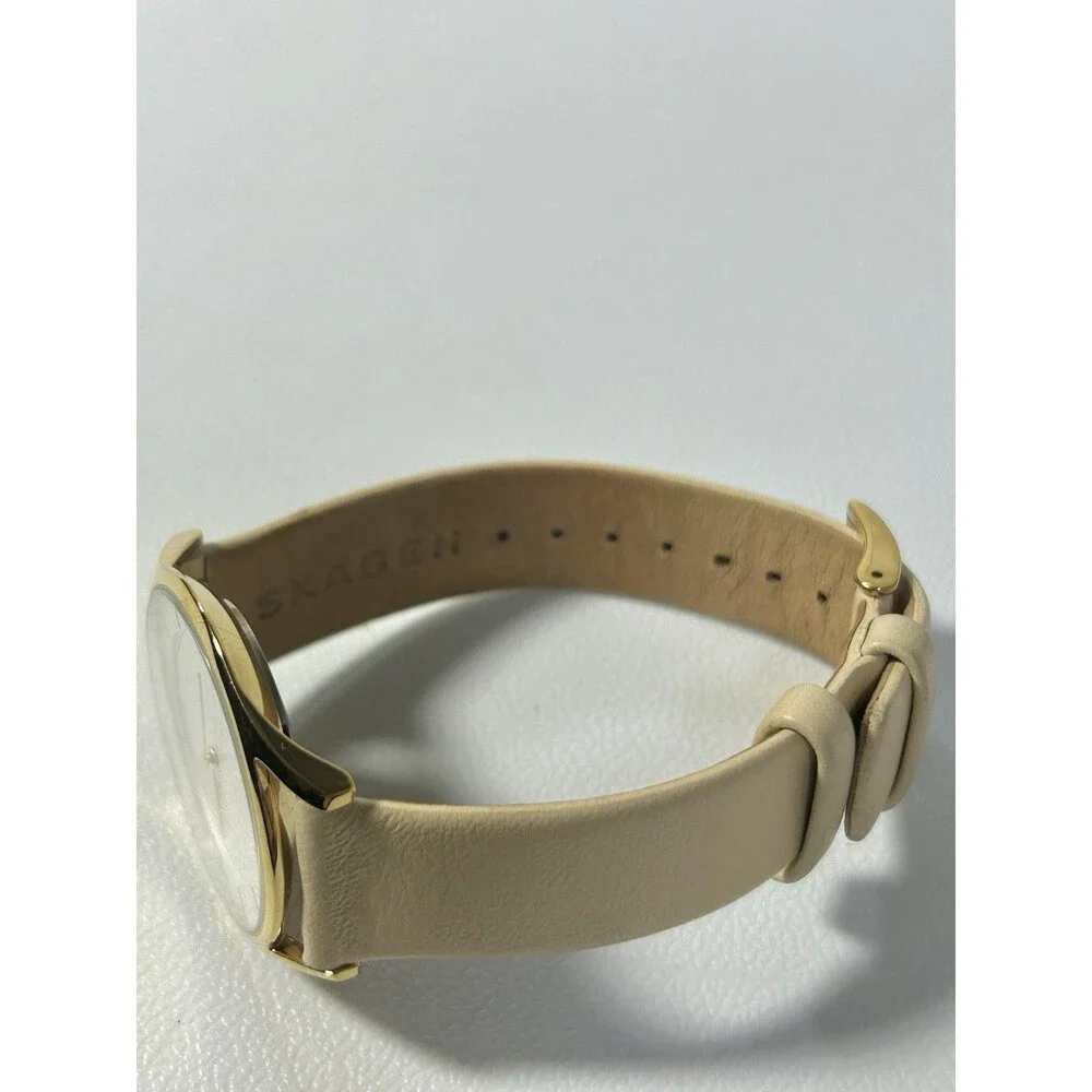 Skagen HOLST Watch SKW2452 Creme White Leather Gold Tone